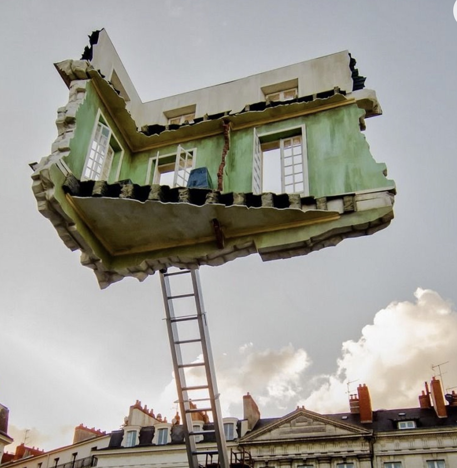 surreal floating houses